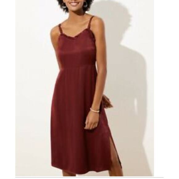 Loft Strappy Satin Midi Dress, NWT - Picture 1 of 9